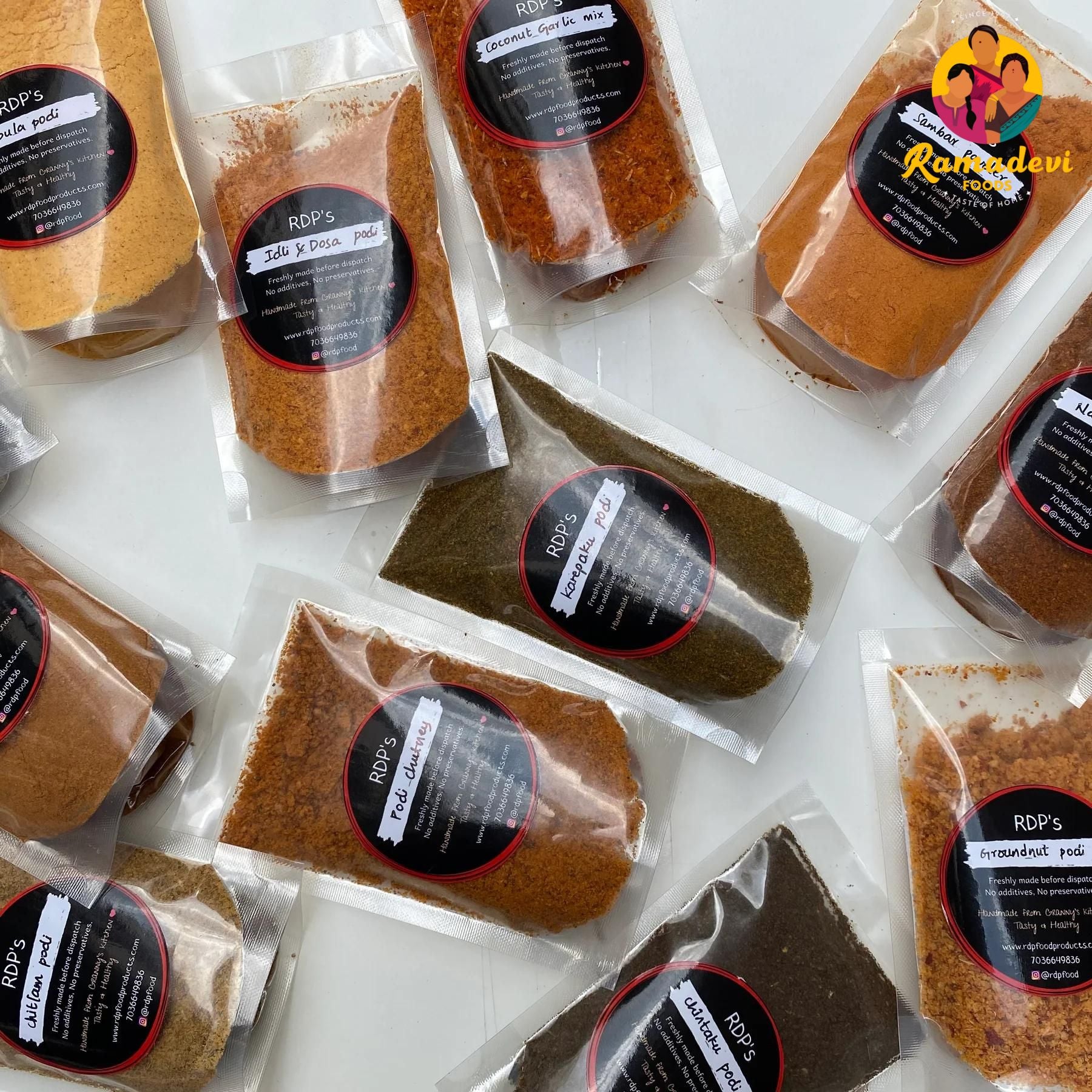 Podi Lovers Box - 16 Types of Podis (100g Each) – RAMADEVI FOODS
